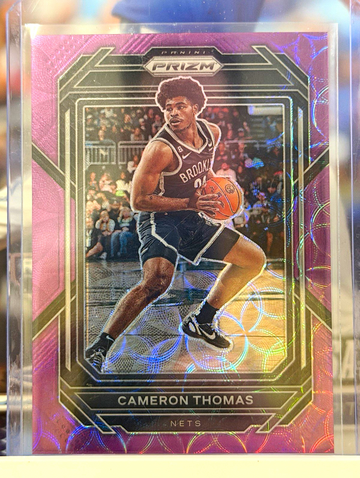 Panini 2022-23 Prizm Cameron Thomas #20 Brooklyn Nets Serial #13/20 Purple Scope
