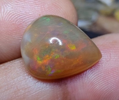 Top Gem, 8 Carat, Size- 16.5x13x7 mm, Ethiopian Opal Pear Cabochon, Jewellery.