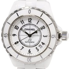 CHANEL J12 38mm Automatic Watch H0970 White Dial White Ceramic Date Men's