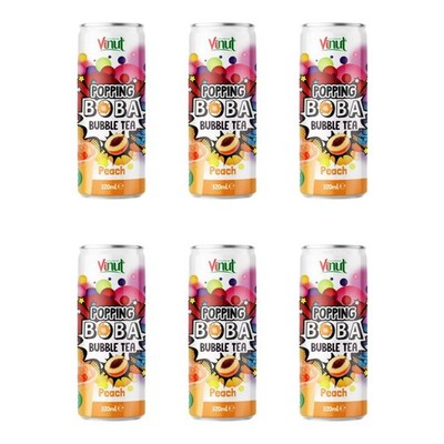 Vinut Popping Boba Bubble Tea Drink Peach Kultgetränk 320ml 6er Pack