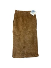 Vintage Suede Brown Long Leather Skirt