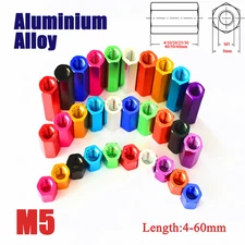 M5 Aluminum Alloy Hexagon Long Nuts Hex Threaded Standoffs Length:4mm-60mm
