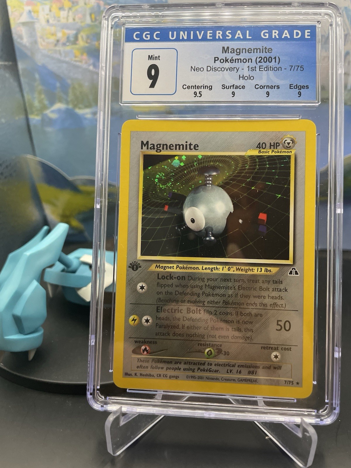 Magnemite 7/75 Neo Discovery Holo First Edition Holo SWIRL MINT