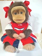 Hosung Monkey Hand Puppet 4th Of July Red White Blue Cheerleader Outfit Chimp