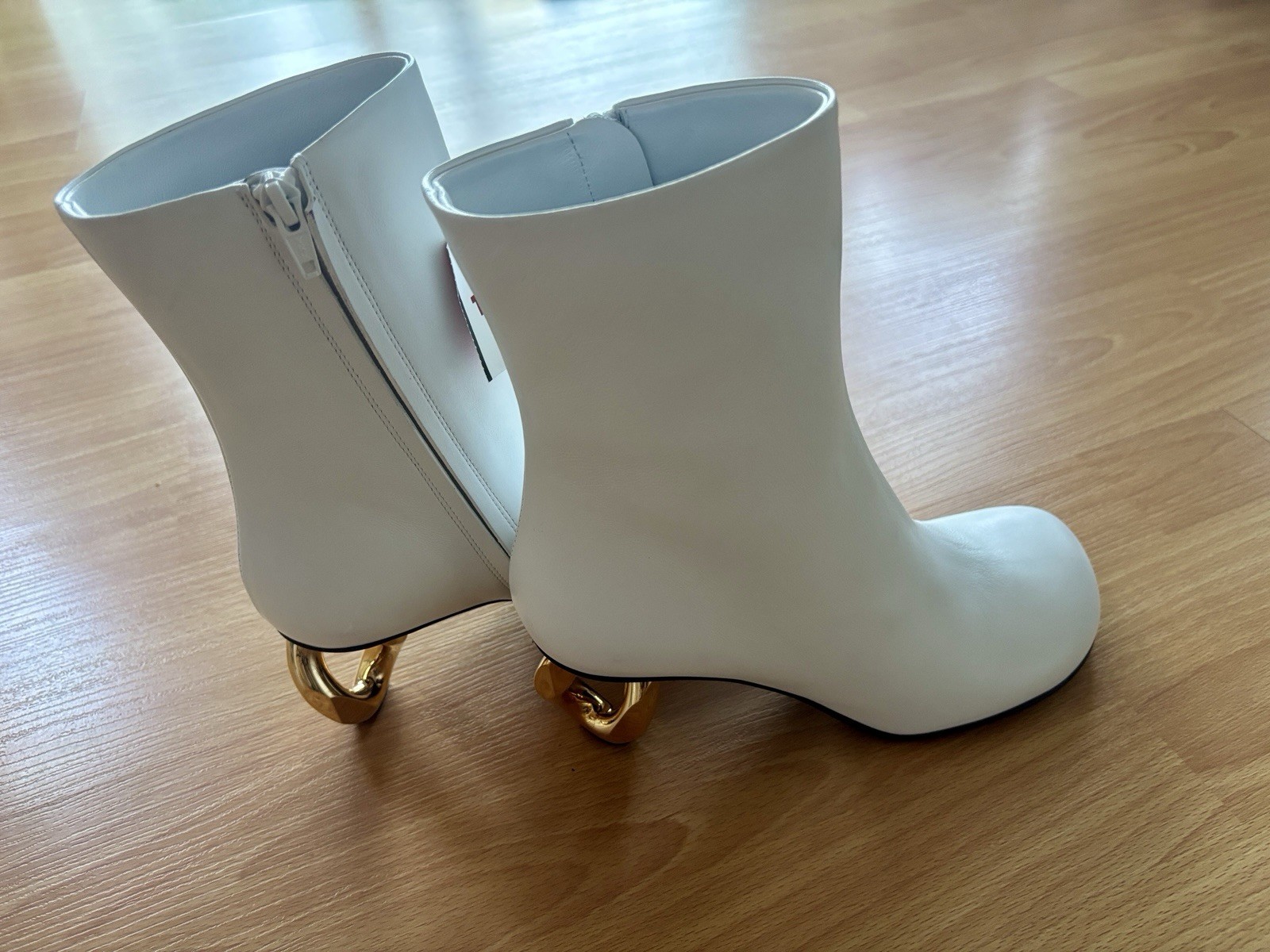 $800 JW Anderson Italian Women's White Ankle Boots Stylish Rare size 9.5 NEW image 5