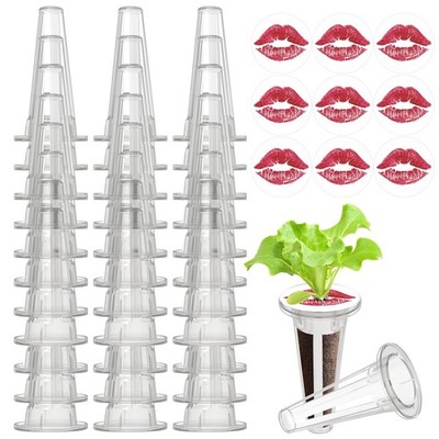 DRYADES 50pk Hydroponics Grow Baskets w/ 50 Labels for Most Very Small, White