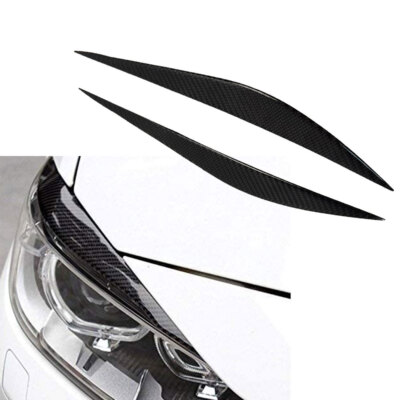 Carbon Fiber Front Headlight Eyebrow Cover Eyelid Trim For BMW 3 Series 13-19 A2