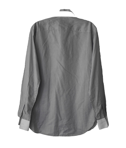 C0 Auth FENDI Grey White Stripe Embroidered FF Karligraphy Logo Shirt Size IT 39 - Afbeelding 2 van 4