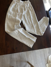 NWOT VINTAGE USA Talbots Pure LINEN Off White Pants Irish Linen Unhemmed 26x34
