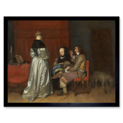 Ter Borch Gallant Conversation Paternal Admonition Wall Art Print Framed 12x16