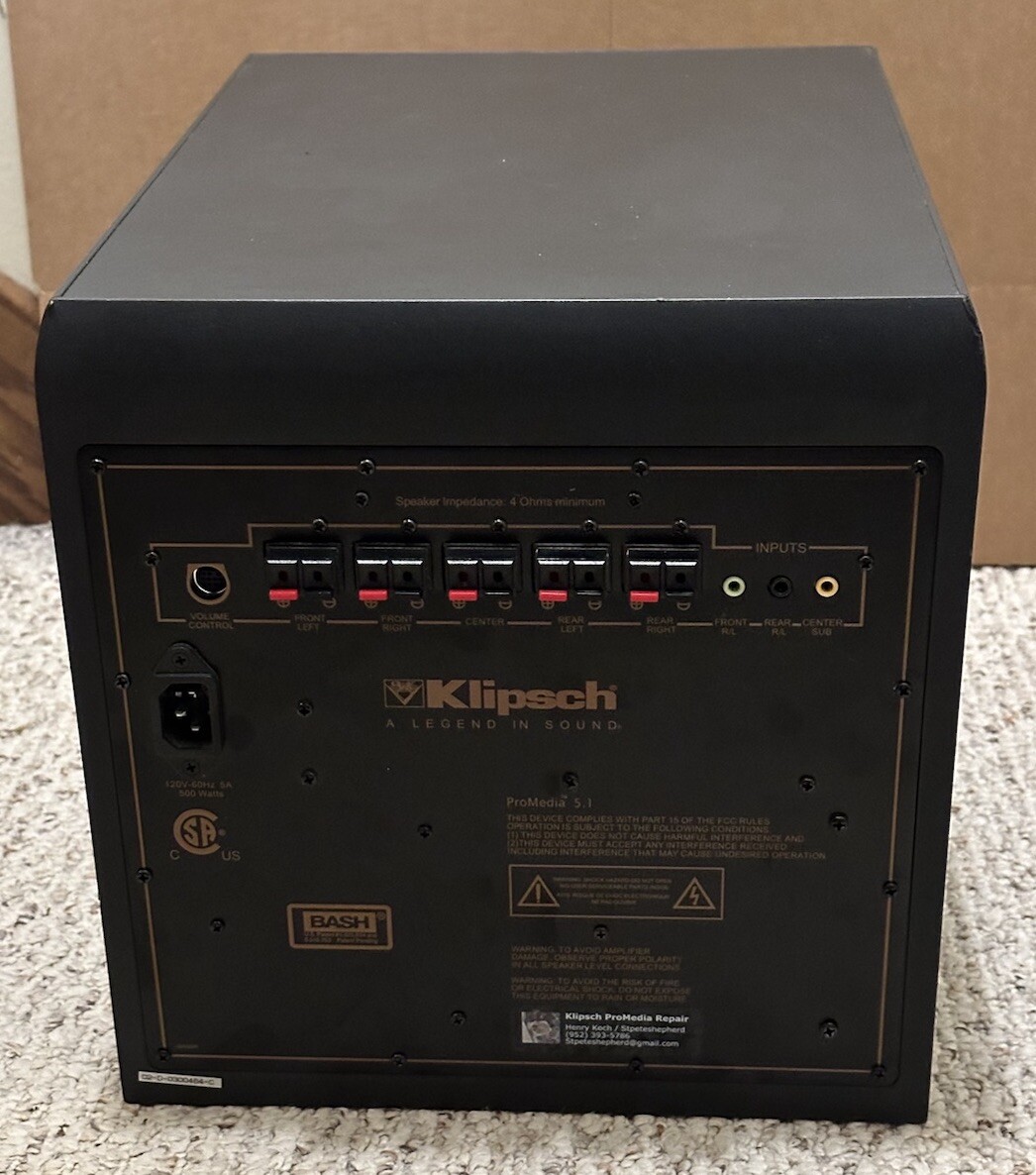 Klipsch ProMedia 5.1 THX Upgraded, Noctua-cooled Subwoofer