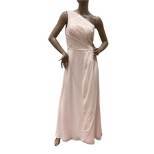 Bill Levkoff Bridesmaid Dress Sz 10 Soft Pink One Shoulder chiffon rouching long