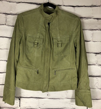 Lafayette 148 Green Women's Size: 8 Suede Long Sleeve Pocketed Zip Up Jacket