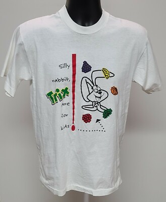 トップス 1984 Trix Rabbit PromoT-Shirt AreforKids Vintage 80s Trix Are For Kids Bunny Cereal Promo T Shirt White