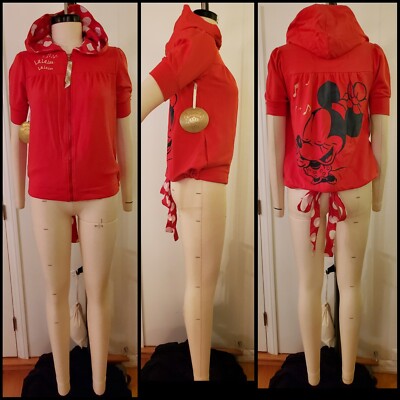 DISNEY COUTURE MINNIE MOUSE RED HOODIE CROPPED A-LINE JACKET FASHION Junior's  S