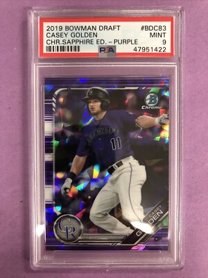 2019 Bowman Draft Sapphire Edition Casey Golden RC #BDC83 Purple /10 PSA 9 MINT