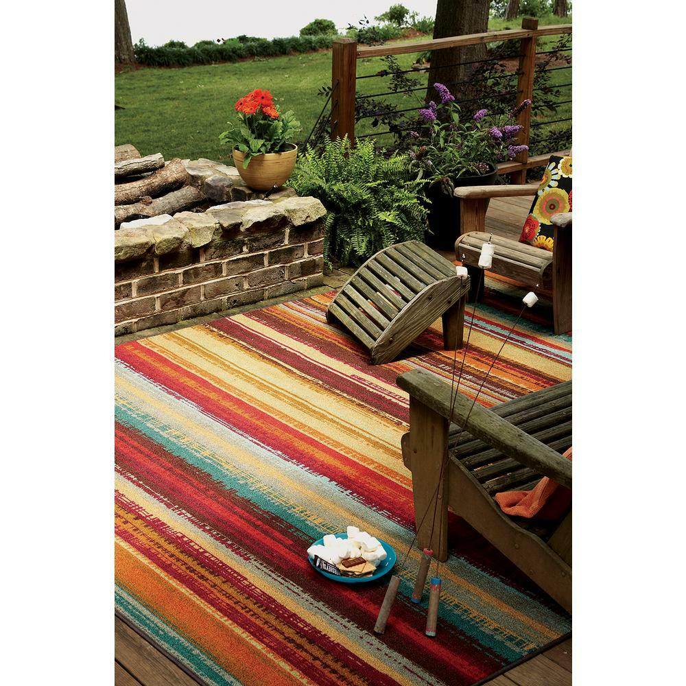 Colorful Striped Area Rug Indoor/Outdoor Patio Durable Stain Colorful Striped Area Rug Indoor/Outdoor Patio Durable Stain
