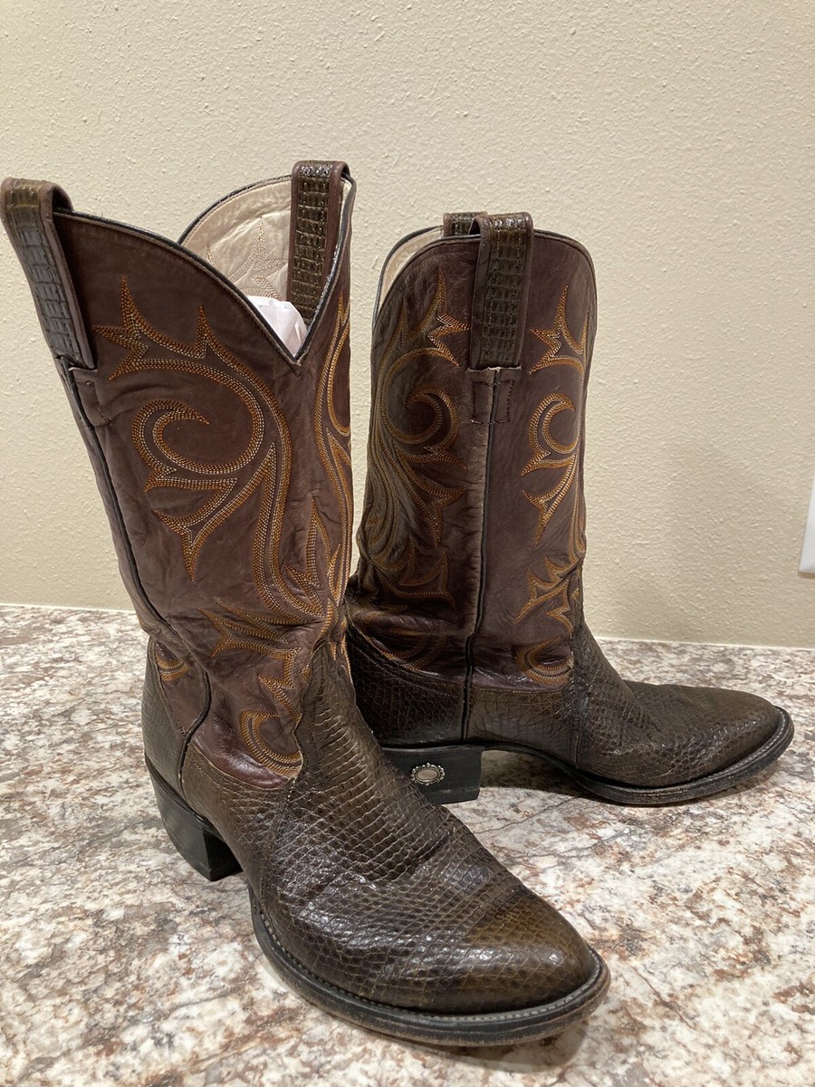 Vintage Larry Mahan Cowboy Boots Size 9 D Dark/light Brown Leather