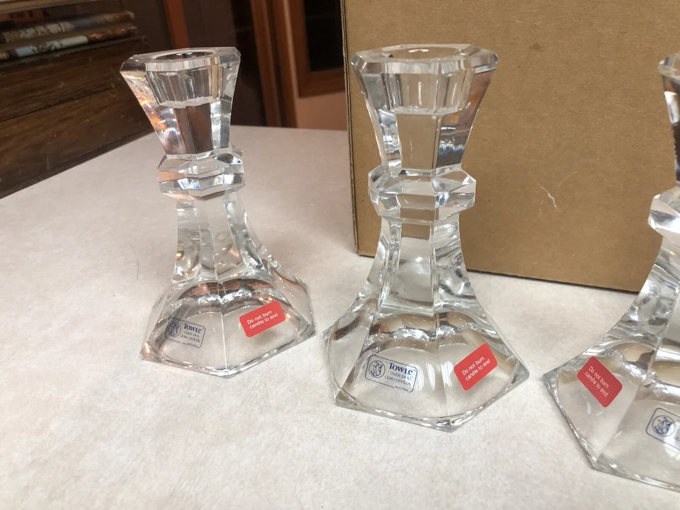 4 винтажных подсвечника 24% свинцовое хрустальное стекло подсвечники Австрия 5 дюймов - Изображение 3 из 4