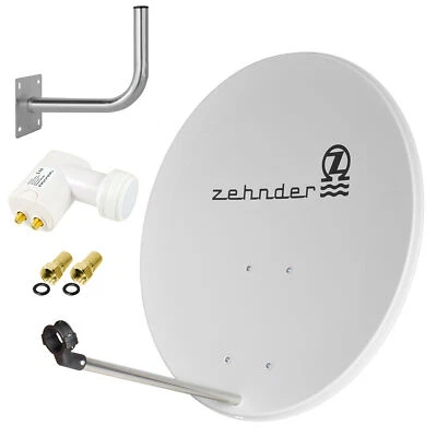 ZEHNDER TEENDER impianto satellitare digitale 80 cm specchio ciotola + TWIN LNB + supporto a parete SET h