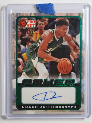 Giannis Antetokounmpo Pro Set Power Green Auto 40/50 Bucks Color Match MVP