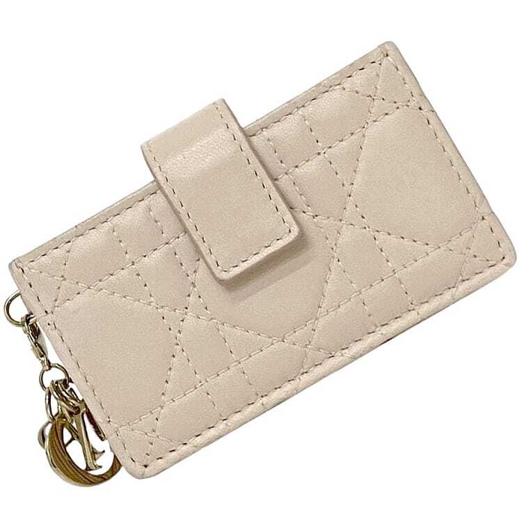 ダルペン様用　 Dior ケース・小銭入れ Christian Dior Card Case f-23020 Beige Lady Dior Cannage Good
