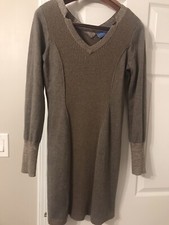 Simply Vera Wang V Neck Sleeve Bottom Sweater Dress Womens L Cotton Blend