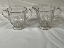 Fostoria Baroque Clear Creamer and Sugar Bowl