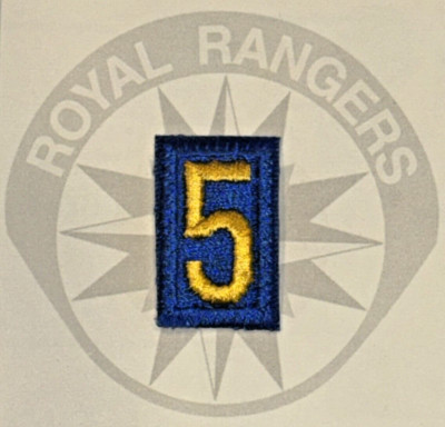Royal Rangers Blue & Yellow Outpost Numeral 5 Patch - Five, mini size ...