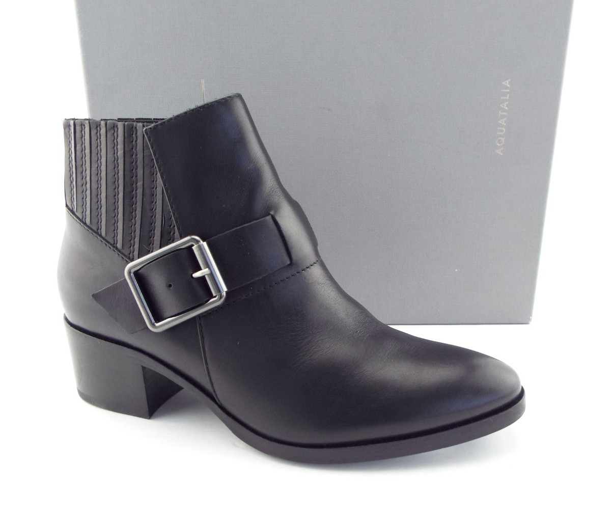 New AQUATALIA Size FOSTER Black Weatherproof Buckled Ankle