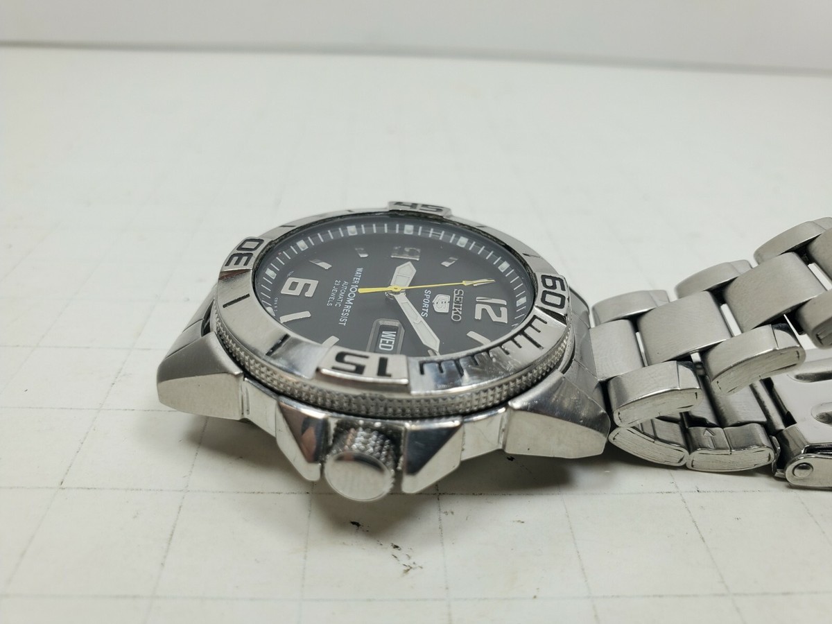 Seiko 5 Sports Day Date Automatic Men's Watch 7S36-02G0 Black | eBay