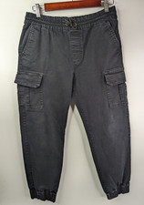 Lee Jogger Relaxed Fit Size Large Boys Black Cargo Pants Drawstring