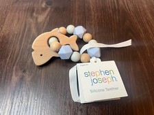 Stephen Joseph Baby Boy 0 Blue Wood Whale Silicone Teether