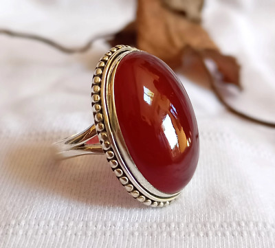 Carnelian Gemstone 925 Sterling Silver Handmade Wedding Women Gift Ring  A-185