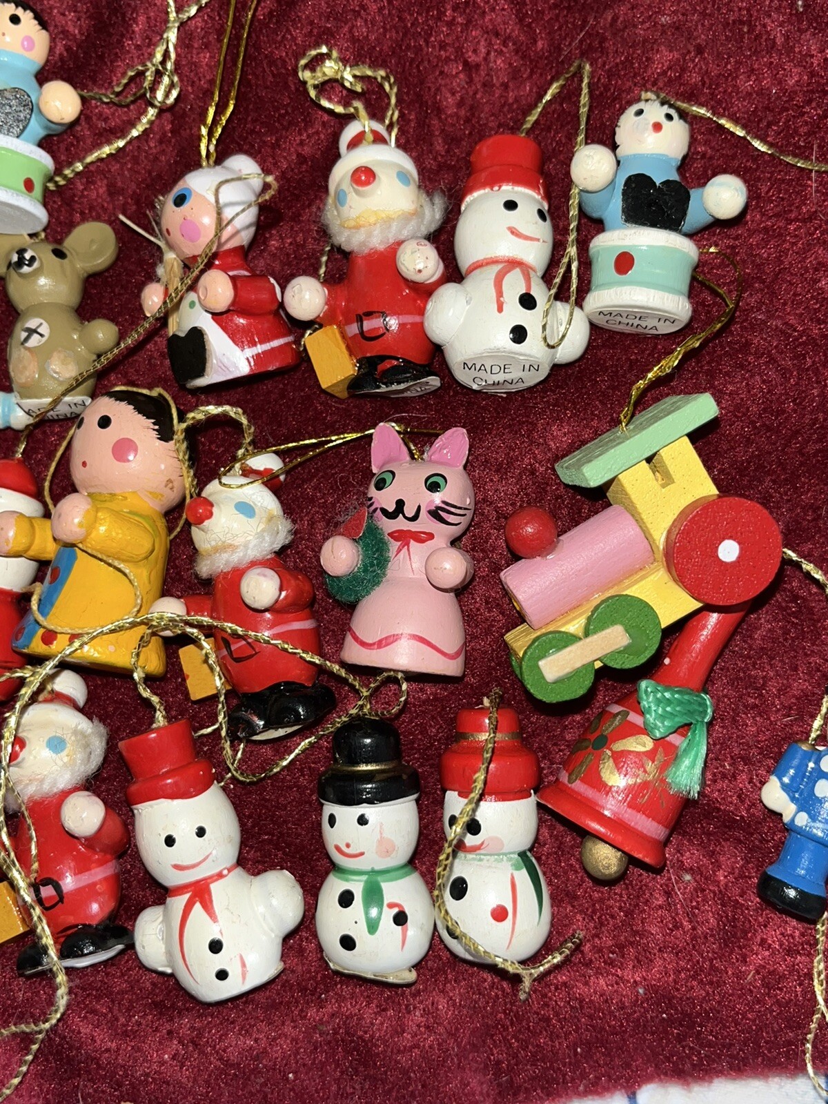 Wooden Mini Figurine Christmas Ornaments Lot Of 27 eBay