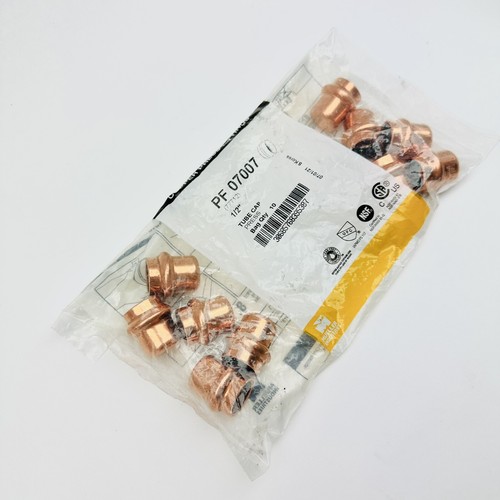 PACK OF 10, 1/2" COPPER PRESS PRESSURE TUBE CAP FITTING (PF 07007)