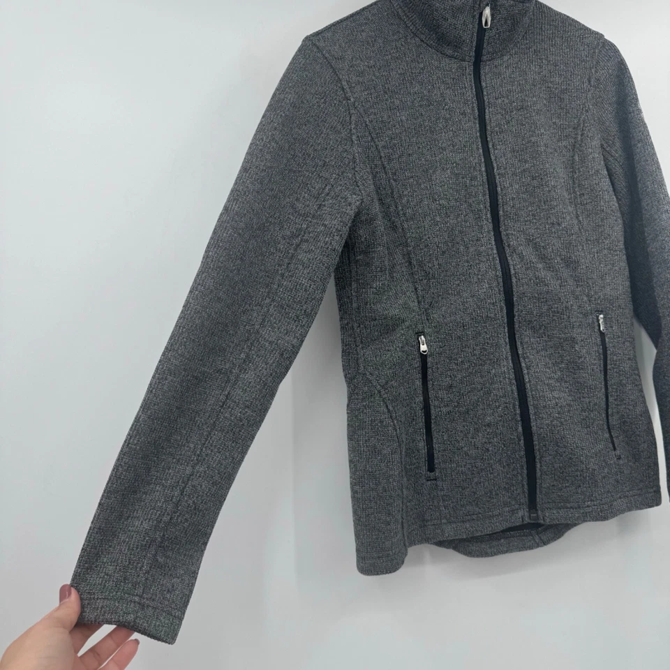 Spyder Jacket Women Medium Gray Black Knit Full Zip Mock Neck Outdoor Active - Image 4 of 4