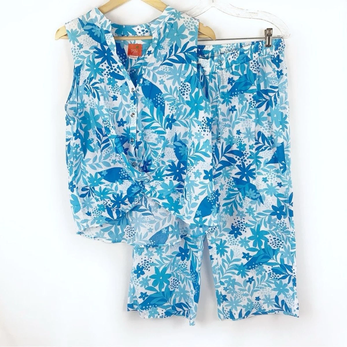 Jupe Short Femme Hearts Of Palm Taille 4P – Bleu Jaune, Motif Fleuri Marguerite, Coton Et élasthanne