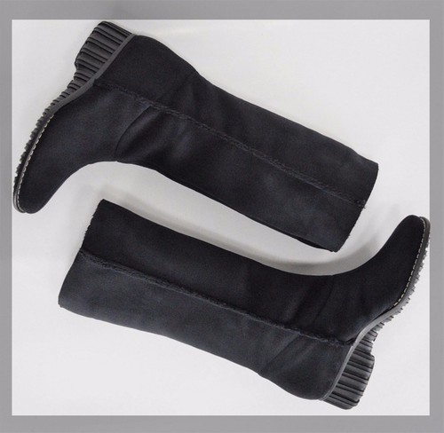 ANNE KLEIN Black Suede/Fur Winter Boots-Knee or Ankle 6.0M* Italy FINAL PRICE - Picture 2 of 7