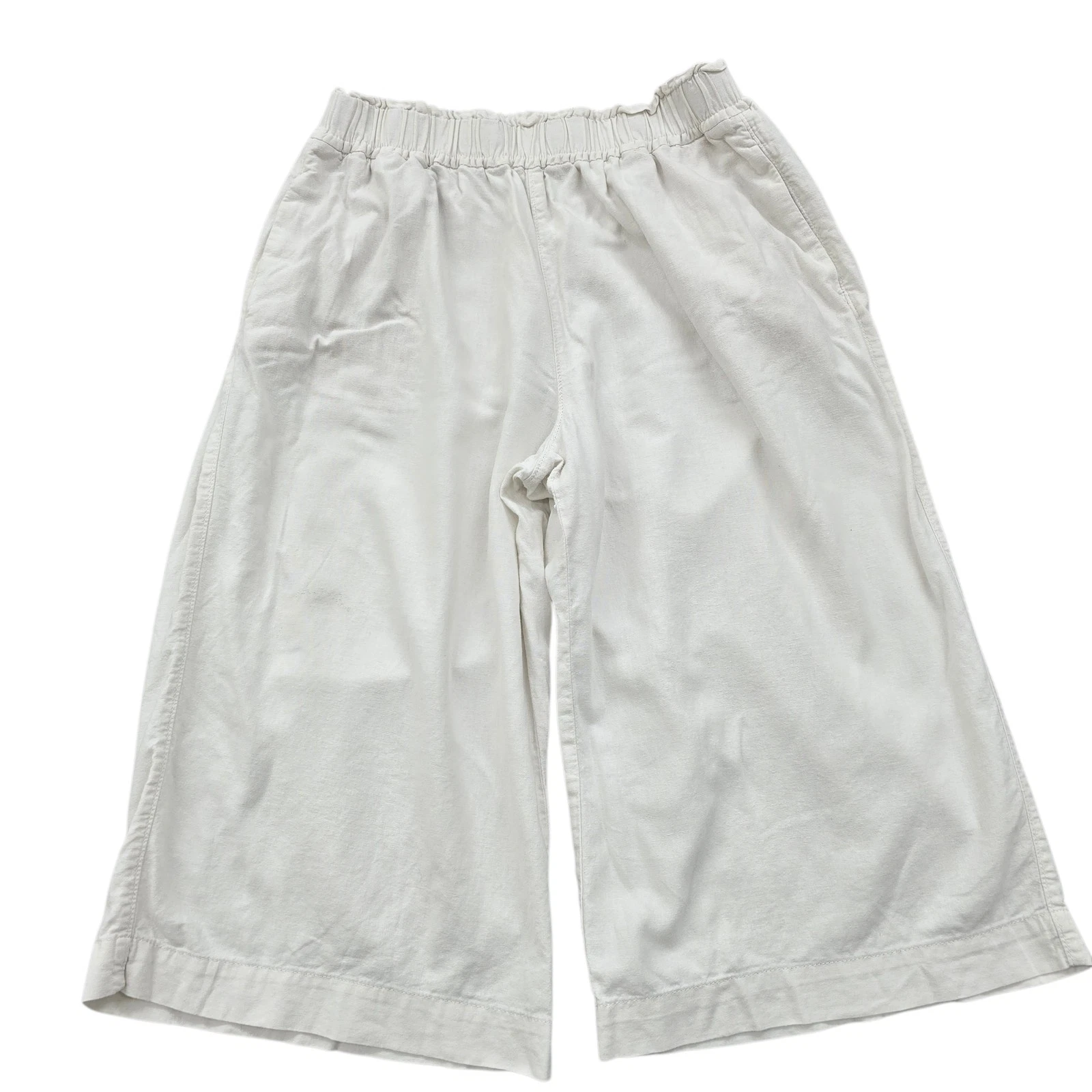 M&S White Cotton Capri Pants Women's Size 16 US Elastic Waistband