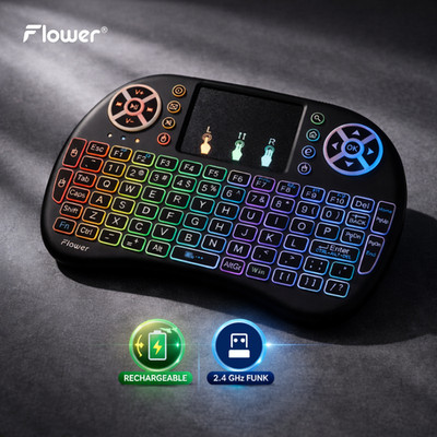 Tastatur Keyboard Mini Wireless Flower Multitouch Touchpad Smart TV Android