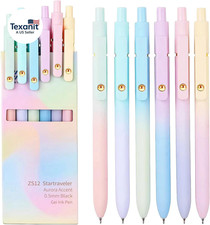 Gel Pens, 6 Pcs 0.5Mm Quick Dry Black Ink Pens Fine Point Smooth Writing Pens, C