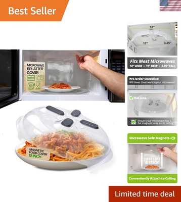 #ad Magnetic Splatter Cover 12 Inch Clear BPA Free Food Lid Vented Plate Guard ... $33.79