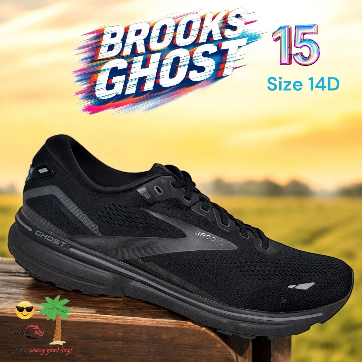 Brooks men\'s Ghost 15 Neutral Running Shoes Black/Ebony - 11.5 2E Brooks Ghost 15 - Black - Black - Ebony – Fit2Run main image 2