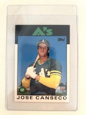 1986 Jose Canseco Topps Traded Rookie Baseball Card #20T Oakland Athletics. rookie card picture