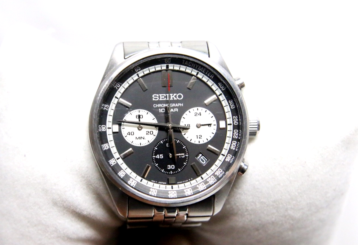 Seiko Quartz Watch 8T63-00W0 Men's 40mm Steel Condition black