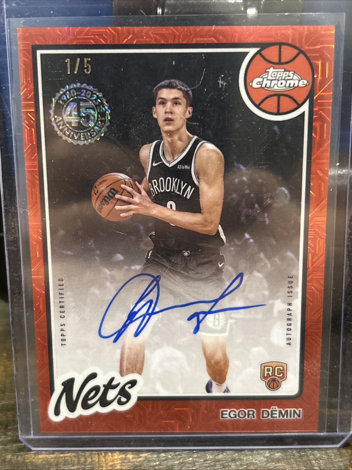 2025 Topps Chrome Egor Demin Rookie Auto Silver Pack Exclusive Red 1/5 - FOTP