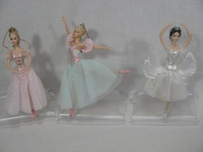 SET OF 3 BARBIE NUTCRACKER & SWAN LAKE  BALLERINA ORNAMENTS AVON MATTEL #15