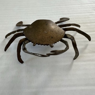 Unique Vintage Brass Articulated Crab Figurine Trinket Box Or Ash Tray FLAW