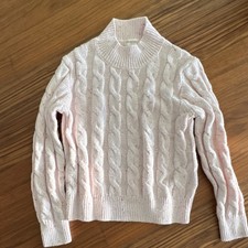 Crewcuts Girls S Cable Knit Pullover Sweater Light Pink Multicolor Long Sleeve